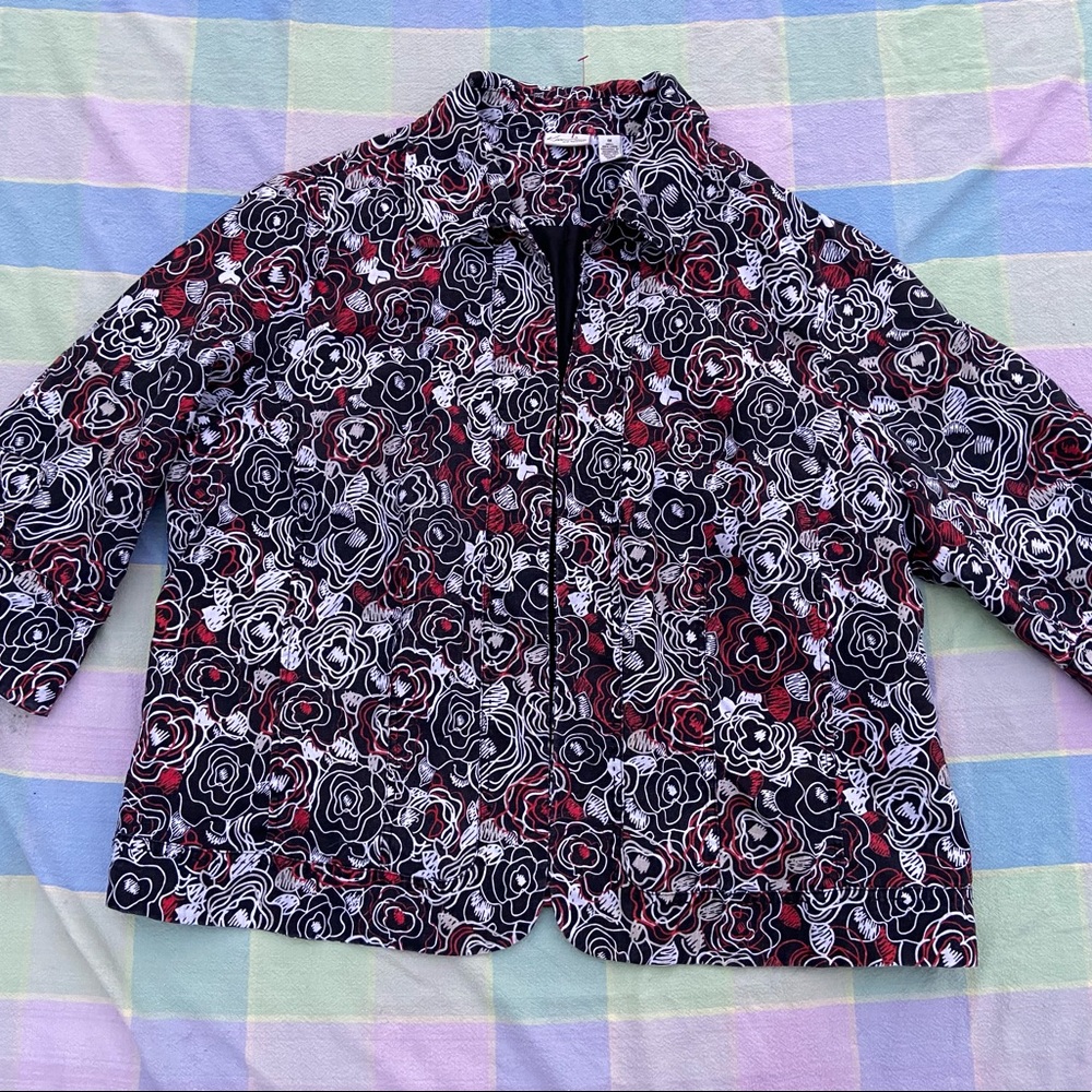 Women’s Black floral print linen blazer